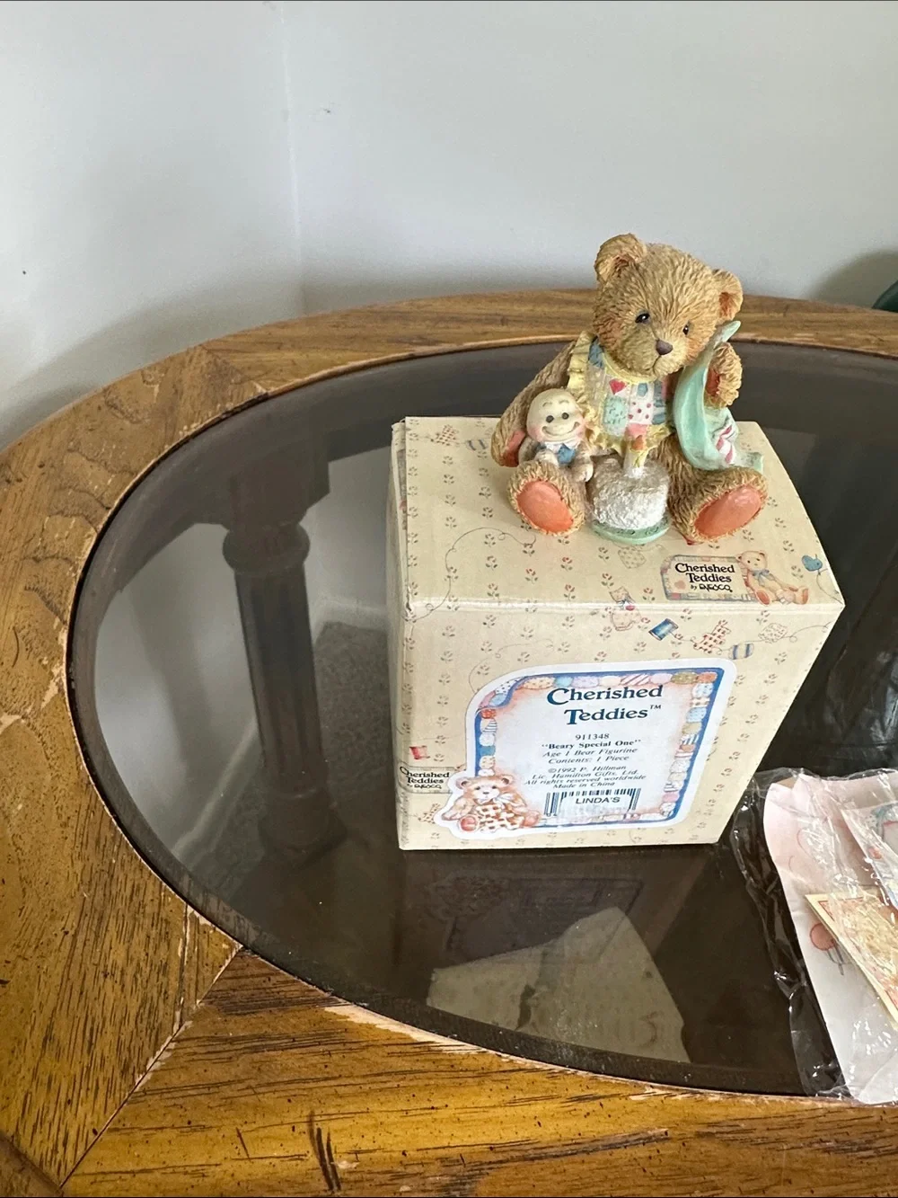 Cherished Teddies Beige Bear Figurine with Pastel Accents Berry special One